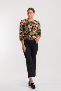 BLUSA MANGA ¾ CON RUCHE  - FLORAL