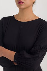 BLUSA MANGA ¾ CON RUCHE - NEGRO