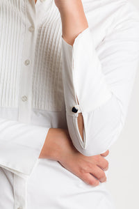 CAMISA MANGA LARGA CON ALFORZAS - BLANCA