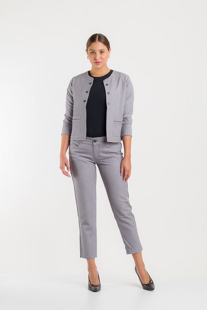 CHAQUETA MANGA ¾ CON VIVO - GRIS