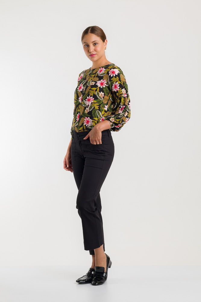 PANTALON CAPRI 5 BOLSILLOS EN ALGODÓN - NEGRO