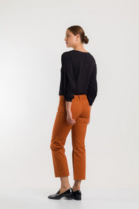 PANTALON CAPRI 5 BOLSILLOS EN ALGODÓN - TERRACOTA