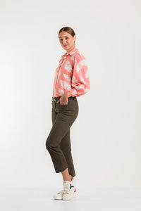 PANTALON CAPRI 5 BOLSILLOS EN ALGODÓN - VERDE