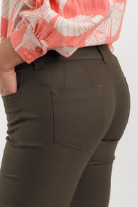 PANTALON CAPRI 5 BOLSILLOS EN ALGODÓN - VERDE