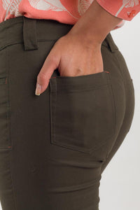 PANTALON CAPRI 5 BOLSILLOS EN ALGODÓN - VERDE