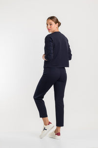 PANTALON SEMI CAPRI CON VIVO LATERAL - AZUL