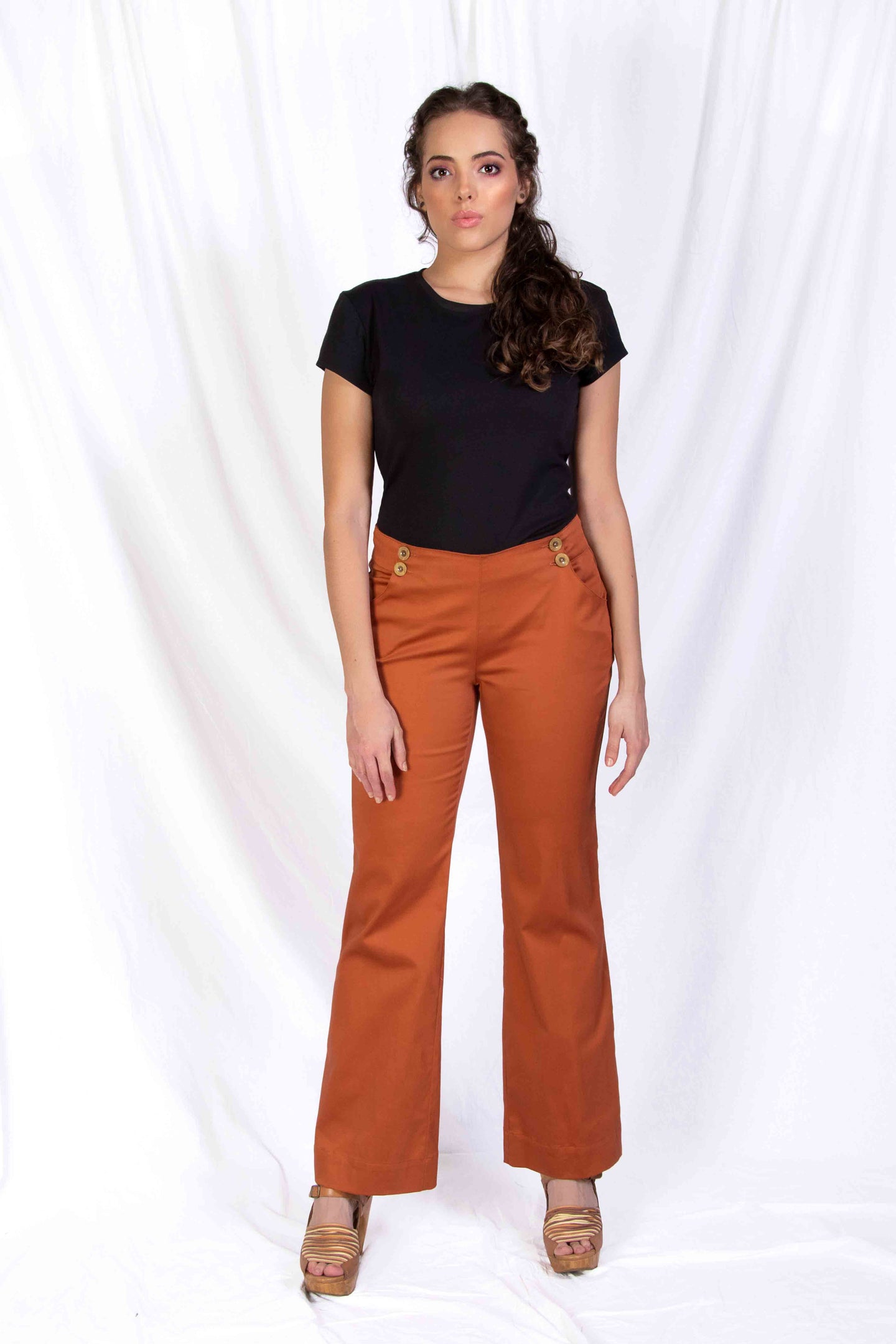 PANTALON MARINERO DE BOTONES - TERRACOTA