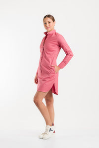 VESTIDO CAMISERO MANGA LARGA - CORAL